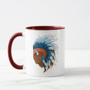 Buffalo Head With indian Headdress Mug