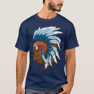 Buffalo Head With indian Headdress T-Shirt