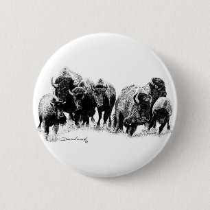Buffalo Herd 6 Cm Round Badge