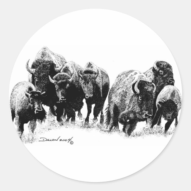 Buffalo Herd Classic Round Sticker (Front)