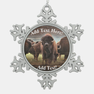 Buffalo Herd Snowflake Pewter Christmas Ornament