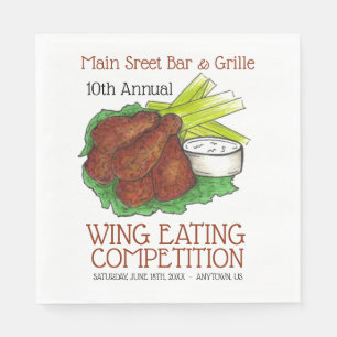 Buffalo Hot Chicken Wings Wing Eating Competition Napkin