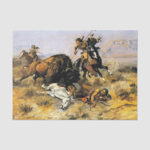 “Buffalo Hunt” Cowboy Art by Charles Russell Tissue Paper