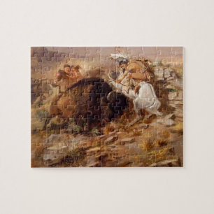 Buffalo Hunt Native American Hunters Jigsaw Puzzle