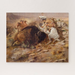 Buffalo Hunt Native American Hunters Jigsaw Puzzle