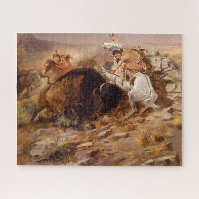 Buffalo Hunt Native American Hunters Jigsaw Puzzle (Horizontal)