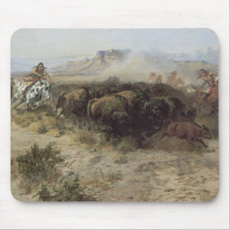Buffalo Hunt No. 26 by CM Russell, Vintage Indians Mouse Pad