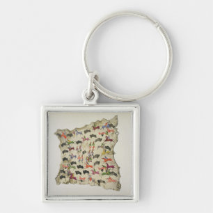 Buffalo hunt (pigment on elk-skin) key ring