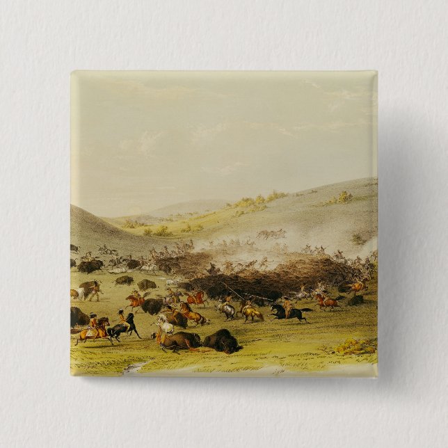 Buffalo Hunt, Surround, c.1832 15 Cm Square Badge (Front)