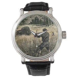 Buffalo Hunt Wild West Frontiersman Illustration Watch