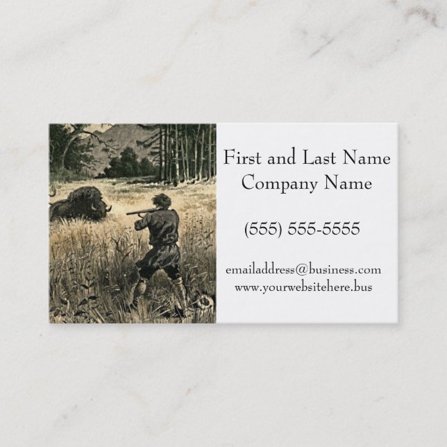 Buffalo Hunt Wild West Frontiersman Nature Art Business Card (Front)