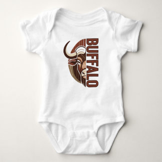 buffalo illustration with typo design baby bodysuit