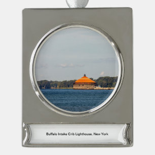 Buffalo Intake Crib Lighthouse Silver Plated Banner Ornament