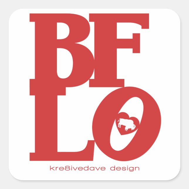 BUFFALO LOVE (red) Square Sticker (Front)