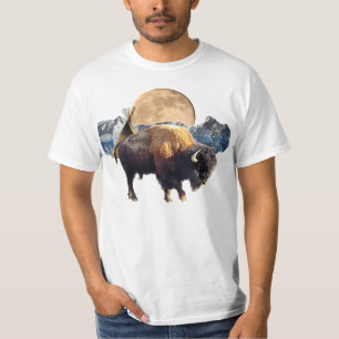 Buffalo, Moon & TeePee Wildlife Art T-Shirt