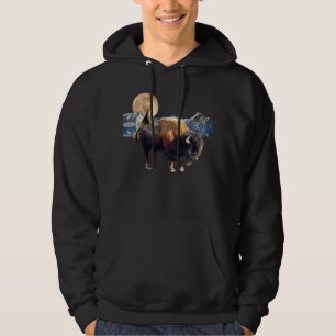Buffalo, Moon & TeePee Wildlife Art T-Shirt Hoodie