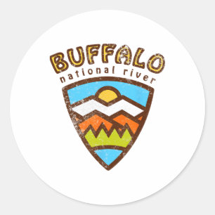 Buffalo National River Hiking Tee - Vintage Arkans Classic Round Sticker