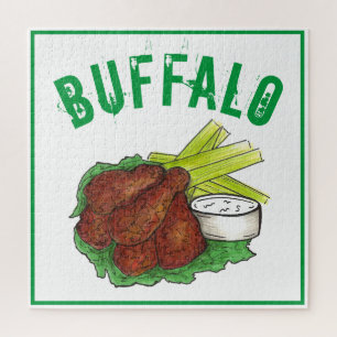 Buffalo New York BBQ Chicken Wings Celery Sticks Jigsaw Puzzle