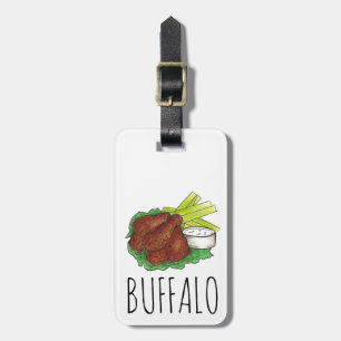 Buffalo New York BBQ Spicy Hot Chicken Wings Luggage Tag