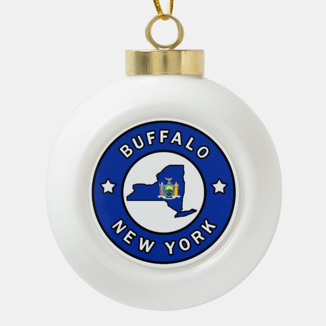 Buffalo New York Ceramic Ball Christmas Ornament (Front)
