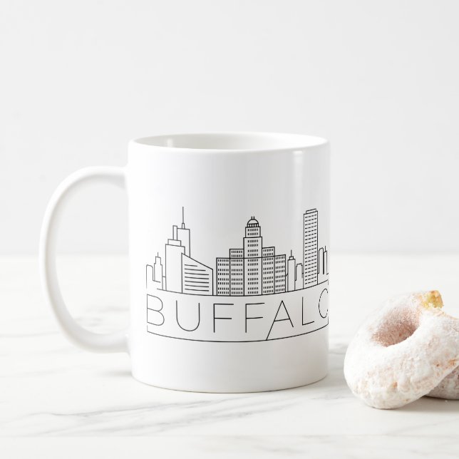 Buffalo, New York | City Stylized Skyline Coffee Mug (With Donut)