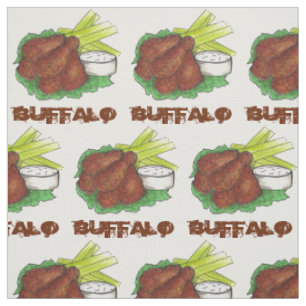 Buffalo New York NY Spicy BBQ Chicken Wings Fabric