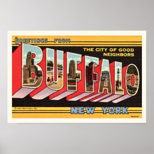 Buffalo New York Retro Greeting Print