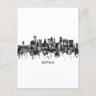 Buffalo New York Skyline BW Invitation Postcard