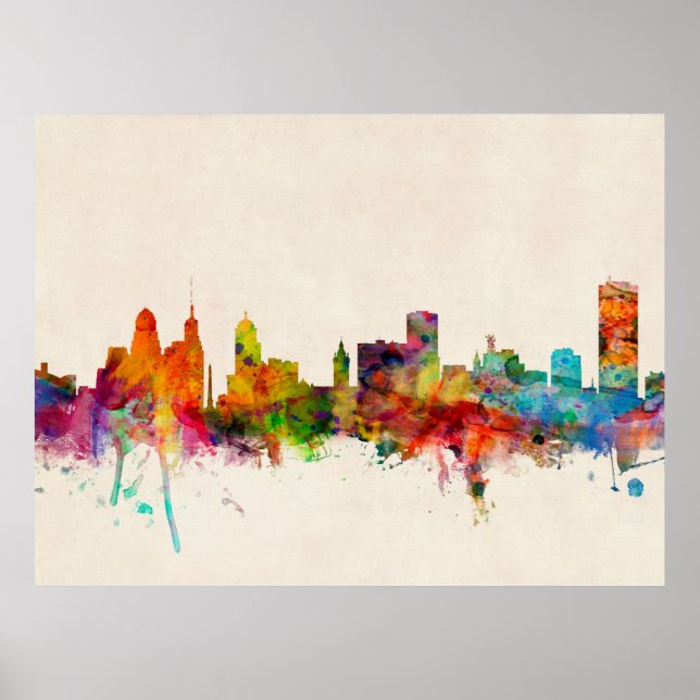 Buffalo New York Skyline Cityscape Poster (Front)