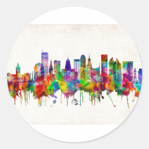 Buffalo New York Skyline Classic Round Sticker