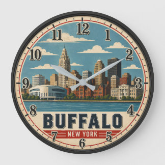 Buffalo New York Skyline Large Clock