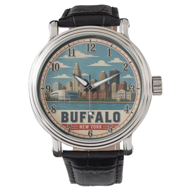 Buffalo New York Skyline Watch (Front)