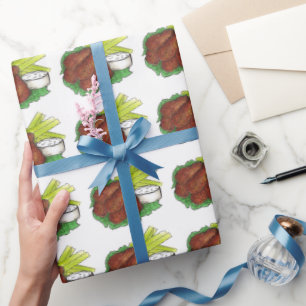 Buffalo New York Spicy BBQ Chicken Wings Foodie Wrapping Paper