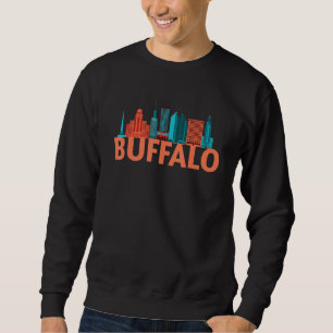 Buffalo New York USA City Skyline Silhouette Outli Sweatshirt