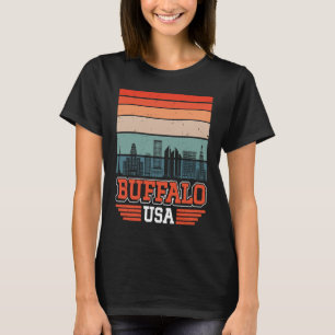 Buffalo New York USA Retro Vintage Sunset Skyline T-Shirt