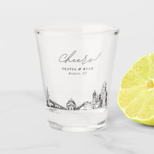 Buffalo New York Wedding Favour Personalised Cheer Shot Glass