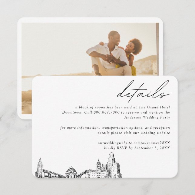 Buffalo New York Wedding Hotel Room Block Details Enclosure Card (Front/Back)