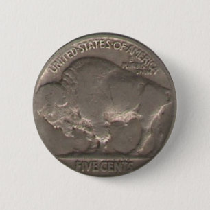Buffalo Nickel 6 Cm Round Badge