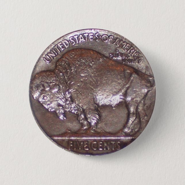 Buffalo Nickel 6 Cm Round Badge (Front)