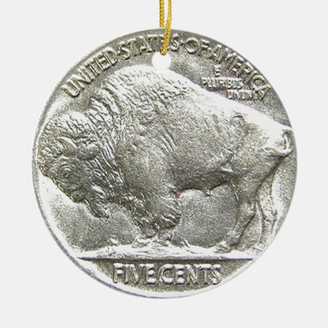BUFFALO NICKEL CERAMIC TREE DECORATION (Front)