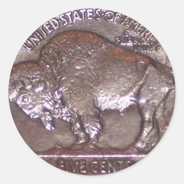 Buffalo Nickel Classic Round Sticker (Front)