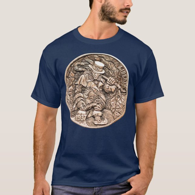 Buffalo Nickel Hobo Leprechaun   Coin Collectors T-Shirt (Front)