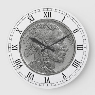 Buffalo Nickel Large Wall Clock