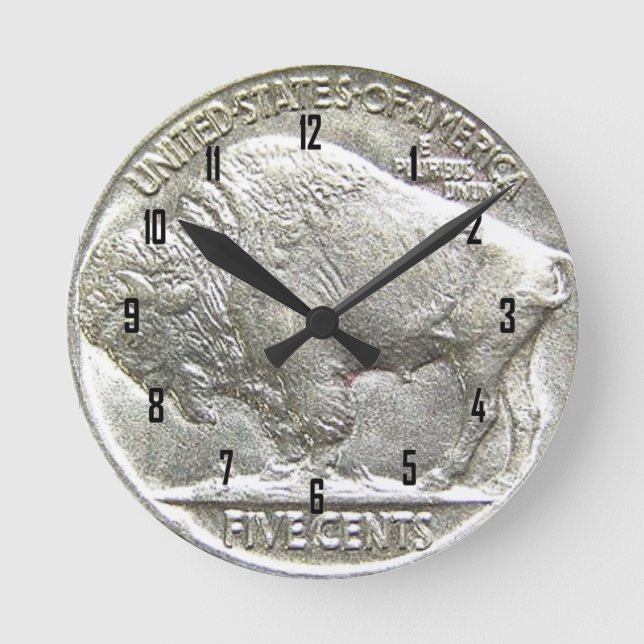 BUFFALO NICKEL ROUND CLOCK (Front)