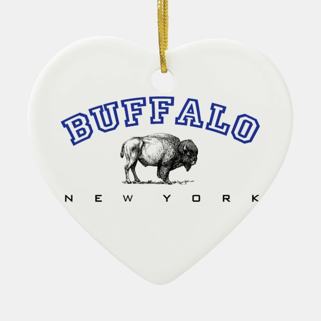 Buffalo, NY - Bison Ceramic Tree Decoration (Front)