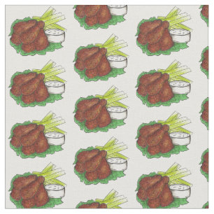 Buffalo, NY Hot BBQ Chicken Wing Wings Food Fabric
