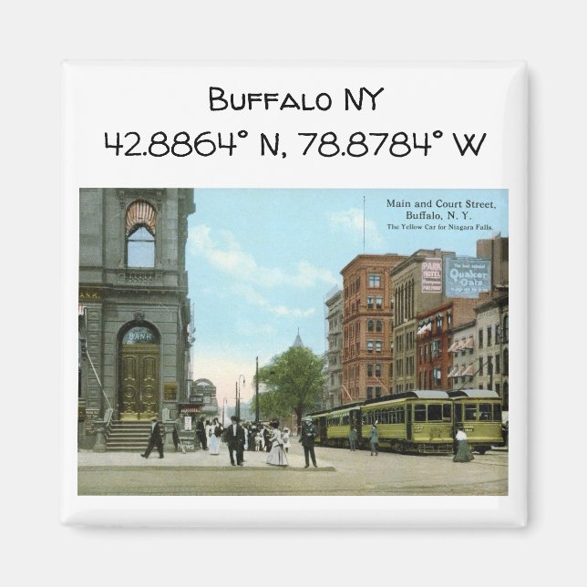 Buffalo NY Map Coordinates Vintage Style Magnet (Front)