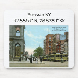 Buffalo NY Map Coordinates Vintage Style Mouse Pad