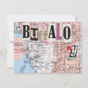 Buffalo NY Maps collage postcard