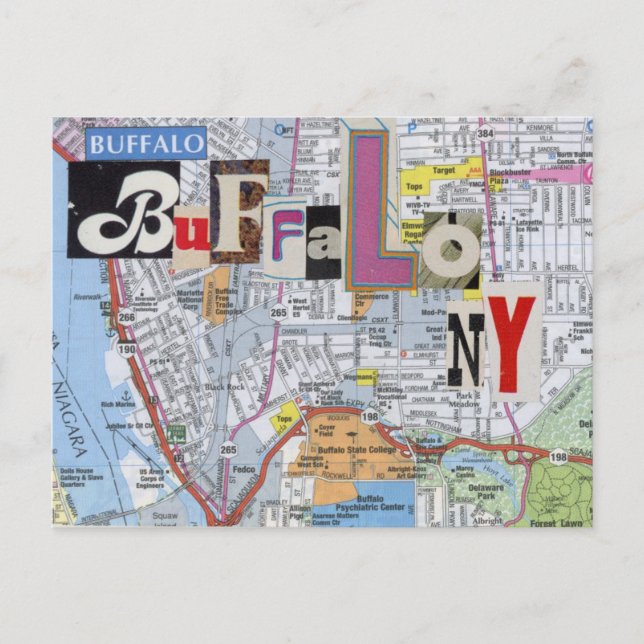 Buffalo NY Maps Collage  Postcard (Front)